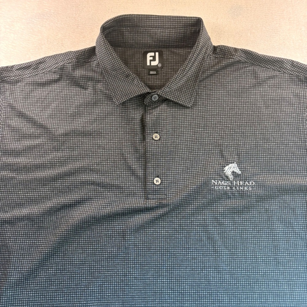 FootJoy Nags Head Golf Links Polo Shirt Mens 3XL Grey Black Houndstooth FJ
